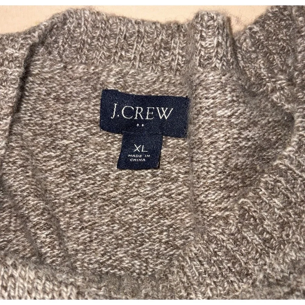 J Crew Mens Supersoft Crewneck Sweater XL Lambswool Blend Marled Mole Brown